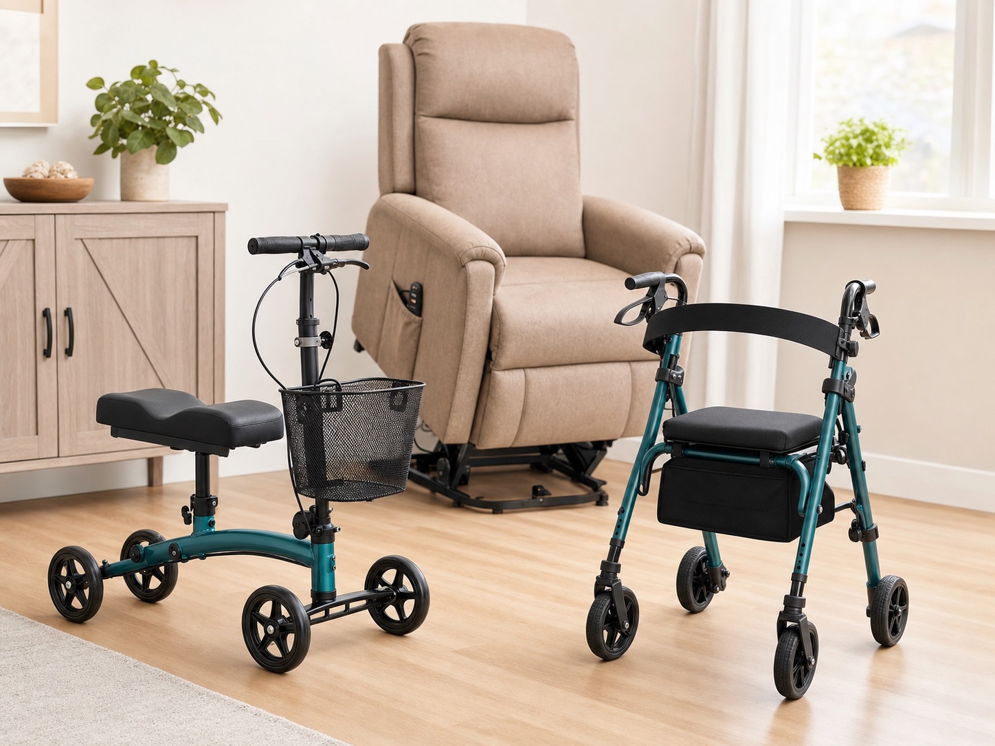 Knee walker, rollator, and lift chair recovery equipment available for rental
